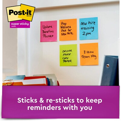 Post-it Pop Up Super Sticky Notes, 3 x 3 in., 1 Dispenser, 12 Pads, 90 Sheets/Pad, 2x the Sticking Power, Assorted Colors