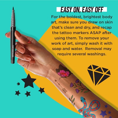 BIC BodyMark Washable Temporary Tattoo Markers, Medium Point, Assorted Colors, 8/Pack (MTBP81-AST)