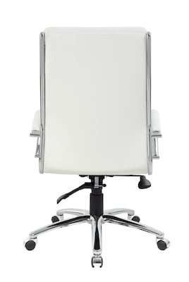 Boss Office Products Ergonomic CaressoftPlus Vinyl Swivel Executive Chair, White (B9471-WT)
