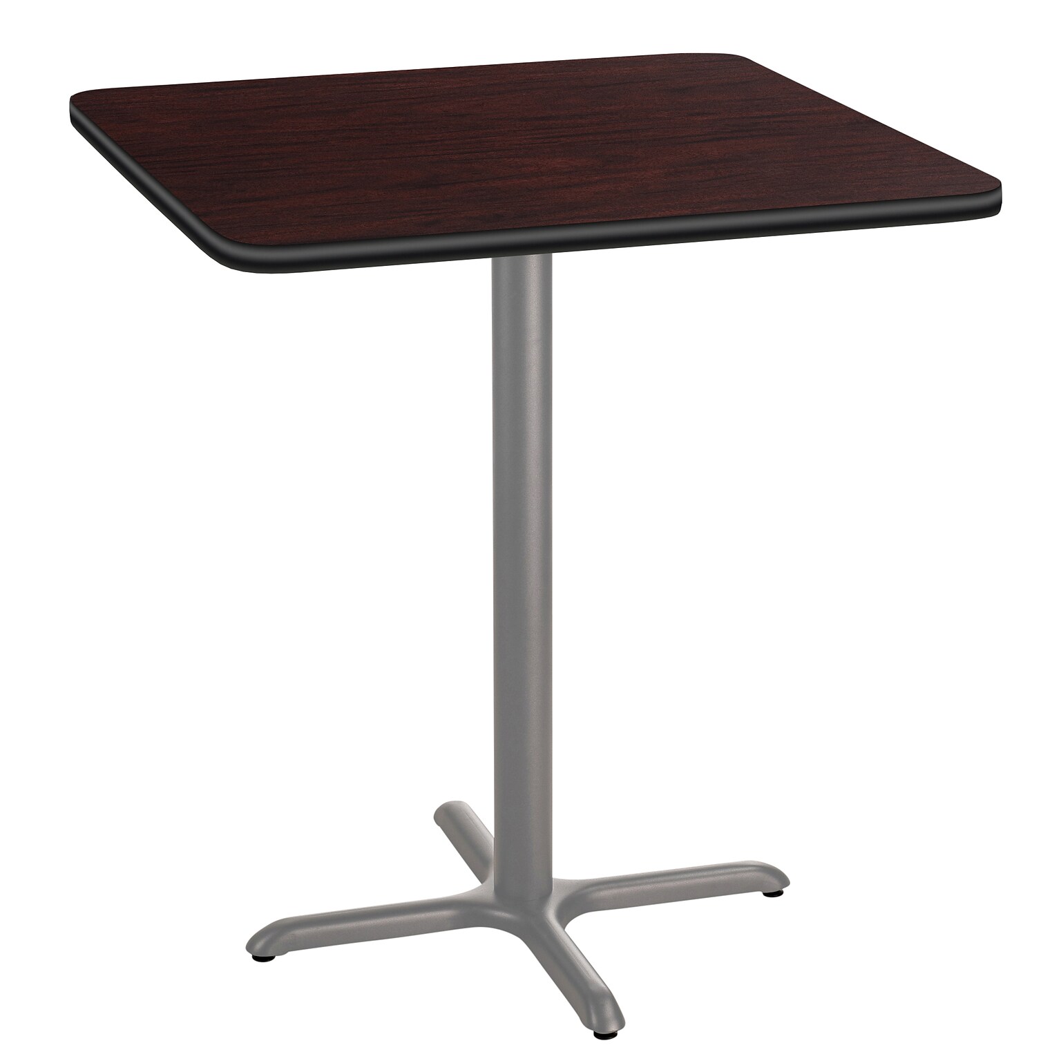 NPS CT Series 36 Square 42 Height Cafe Table, X Base, Grey Frame/Mahogany Top (CTG33636XBPBTMMY)