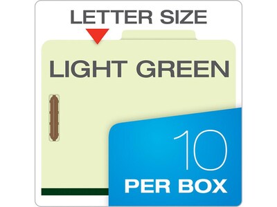 Pendaflex Reinforced Pressboard Classification Folder, 1-Dividers, 1 3/4 Expansion, Letter Size, Light Green, 10/Box (17172EE)