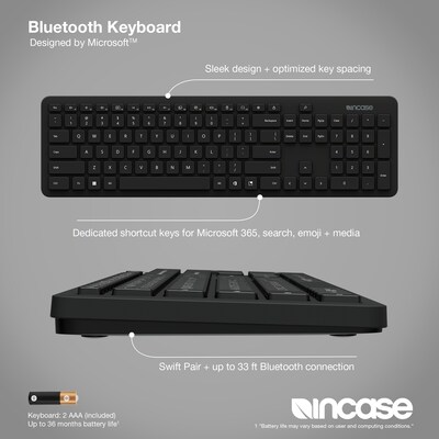 Incase Designed by Microsoft Bluetooth Wireless Keyboard, Black (QSZ-00001)