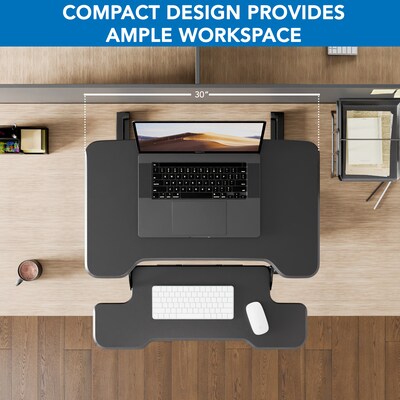 Mount-It! 30" W Manual Rectangular Adjustable Standing Desk Converter, Black (MI-15009S)