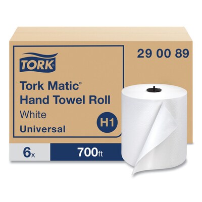 Tork Universal Matic Hardwound Paper Towels, 1-ply, 6 Rolls/Carton (TRK290089)