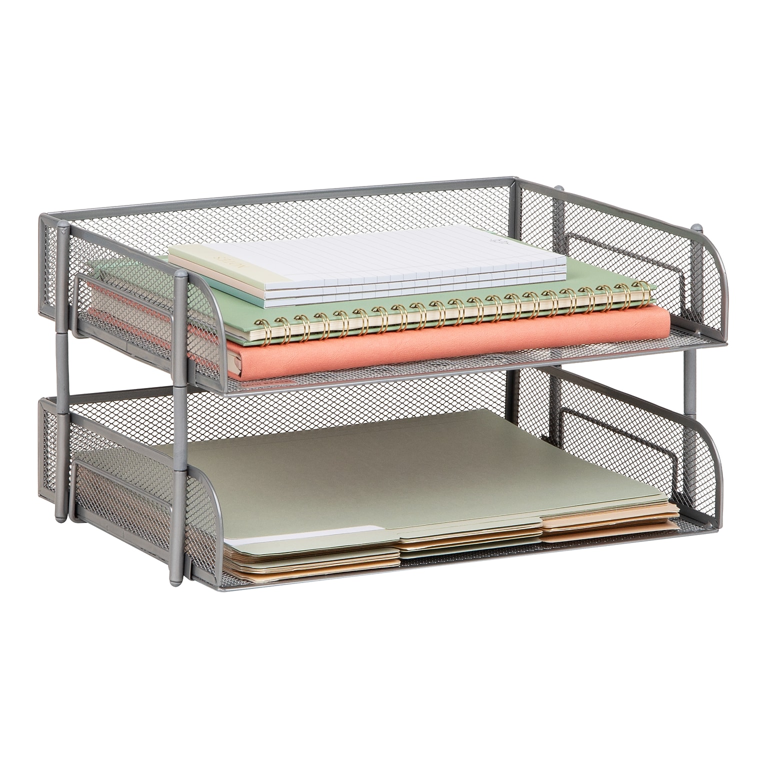 Mind Reader Metal Side Loading Stackable Letter Tray, Letter Size, Silver (ESTACK2-SIL)