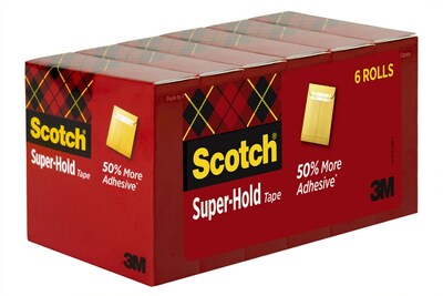 Scotch® Super-Hold Tape Refill, Transparent, Crystal Clear Clarity Finish, 3/4" x 27.77 yds., 1" Core, 6 Rolls (700K6)