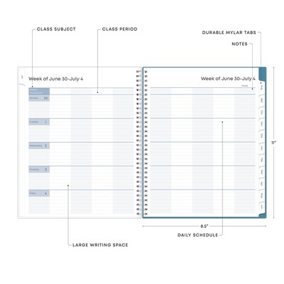 2025-2026 Blue Sky Ditsy Dapple 8.5" x 11" Academic Year Weekly & Monthly Planner, Plastic Cover, Multicolored (132002-A26)