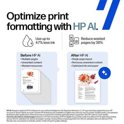 HP Envy 6555 Wireless Color All-in-One Printer, Scan, Copy, 3 Months Free Instant Ink, AI Enabled (C2XR6A)