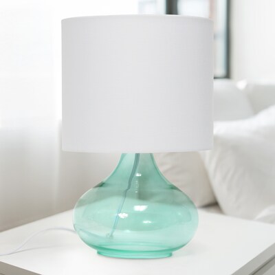 Creekwood Home Modern Glass 13.75" LED Table Lamp, Aqua/White (CWT-1014-AW)