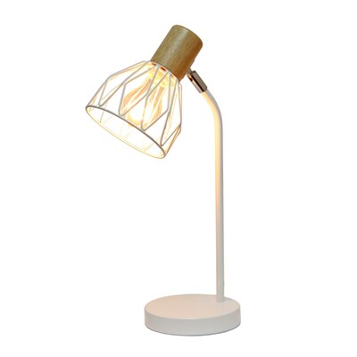 Simple Designs Farmhouse Fusion LED Desk Lamp, 18.19, White Iron (LD2022-WHT)