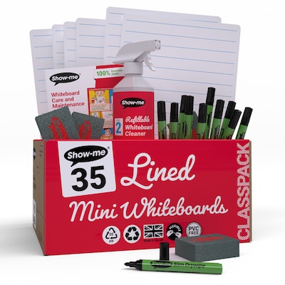 Show-me Lined Mini Whiteboard Kit, Assorted Colors, 35/Set (EPTCLIBX)