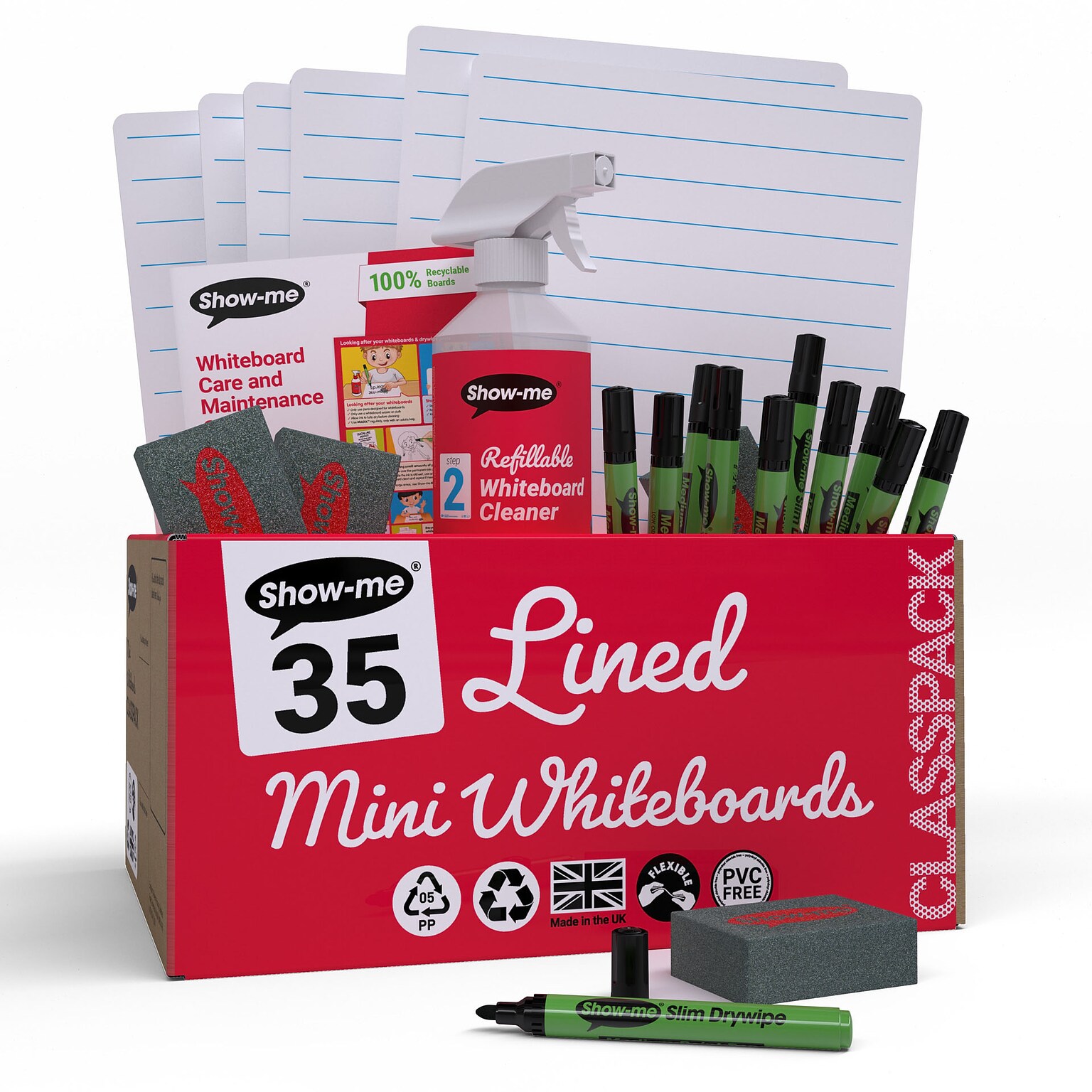 Show-me Lined Mini Whiteboard Kit, Assorted Colors, 35/Set (EPTCLIBX)