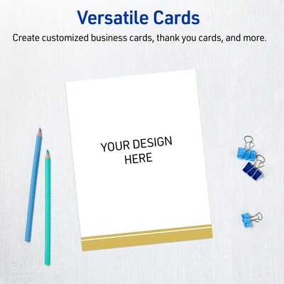 Avery Gold Double-Dipped Edge Matte Blank Card, White, 20/Pack (S00-DKK)