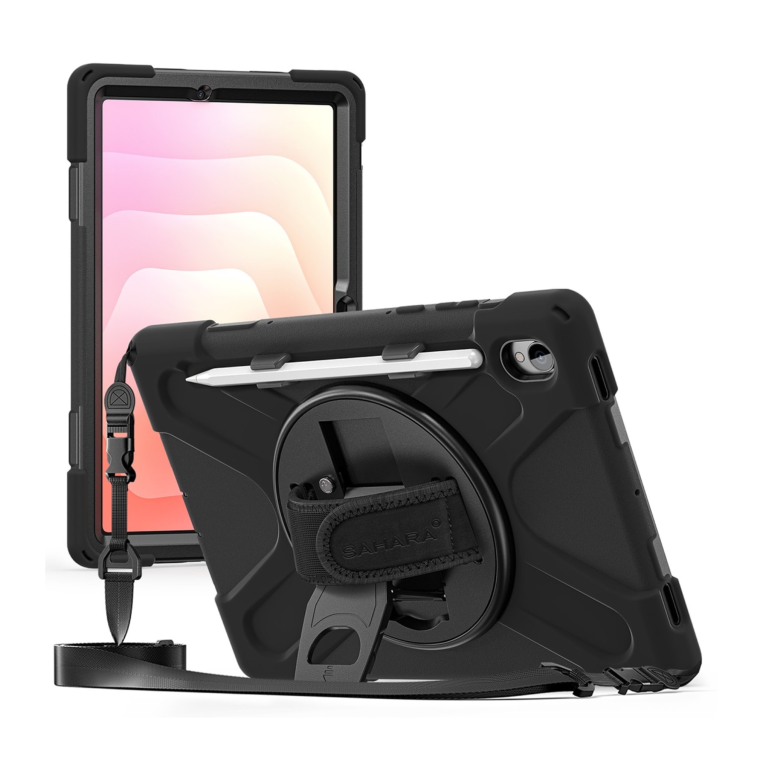 SaharaCase Raider-X Series Heavy Duty Case for Galaxy Tab S11, Hand Strap & Shoulder Strap, Scorpion Black (TB00492)