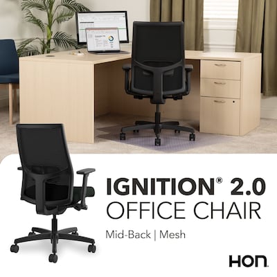 HON Ignition 2.0 Mesh/Fabric Computer and Desk Chair, Black (HONI2M2AMLC10TK)