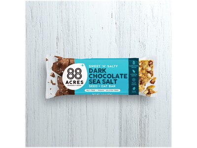 88 Acres Sweet 'N' Salty Gluten-Free Dark Chocolate/Sea Salt Seed and Oat Bar, 1.6 oz., 9 Bars/Box (310001)