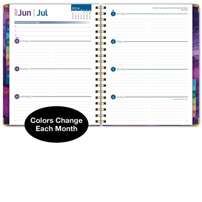 2027 Excello Brands 9" x 11" Weekly & Monthly Standard Planner, Paperboard Cover, Pink Purple Marble (FSHN-CY27-8511-22)