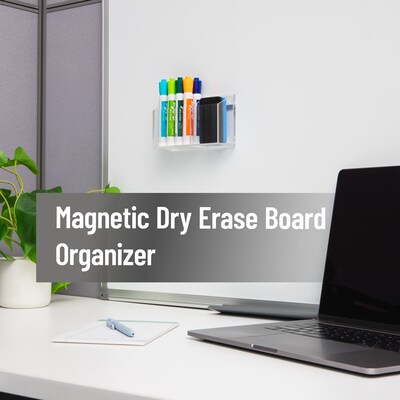 Mind Reader 2-Compartment Dry Erase Marker and Eraser Holder, Clear (WBORG-CLR )