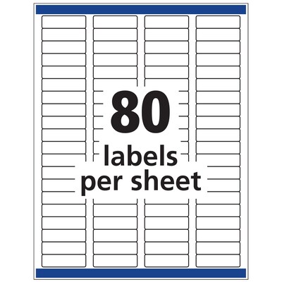 Avery Sure Feed Laser/Inkjet ID Labels, 1/2" x 1-3/4", White, 2,000 Labels/Pack (6467)