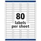 Avery Removable Laser/Inkjet ID Labels, 1/2" x 1-3/4", White, 80 Labels/Sheet, 25 Sheets/Pack (6467)