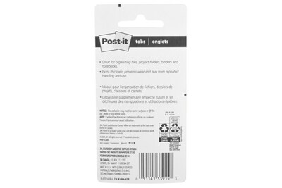 Post-it® Tabs, 2" Wide, Angled, Solid, Assorted Colors, 24 Tabs/Pack (686A-ALYR)