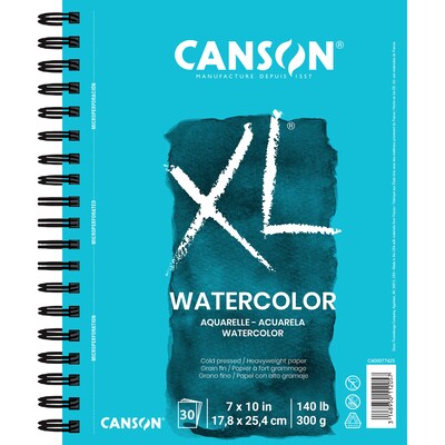 Canson XL Series 7 x 10 Wire Bound Watercolor Sketch Pad, 30 Sheets/Pad, 3/Bundle (MCXC40007742506