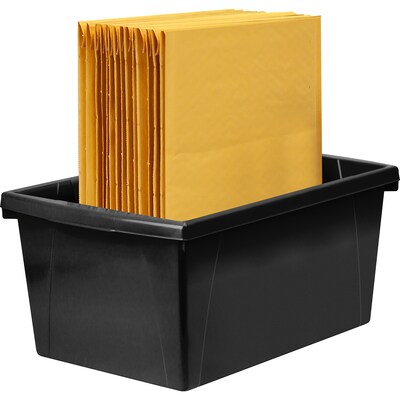 Storex Plastic Medium Classroom Storage Bin, 16.75"x 11.87"x 8.28", Black, Pack of 2 (STX61429U06C-2)