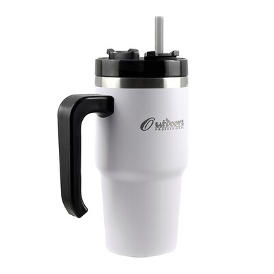 Outdoors Professional Stainless Steel Double-Walled Vacuum Insulated Tumbler with Straw, 20 oz., Whi
