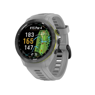 Garmin Approach S70 Golf Smartwatch, GPS, 42mm, Black Ceramic Bezel, Powder Gray Silicone Band (010-02746-01)