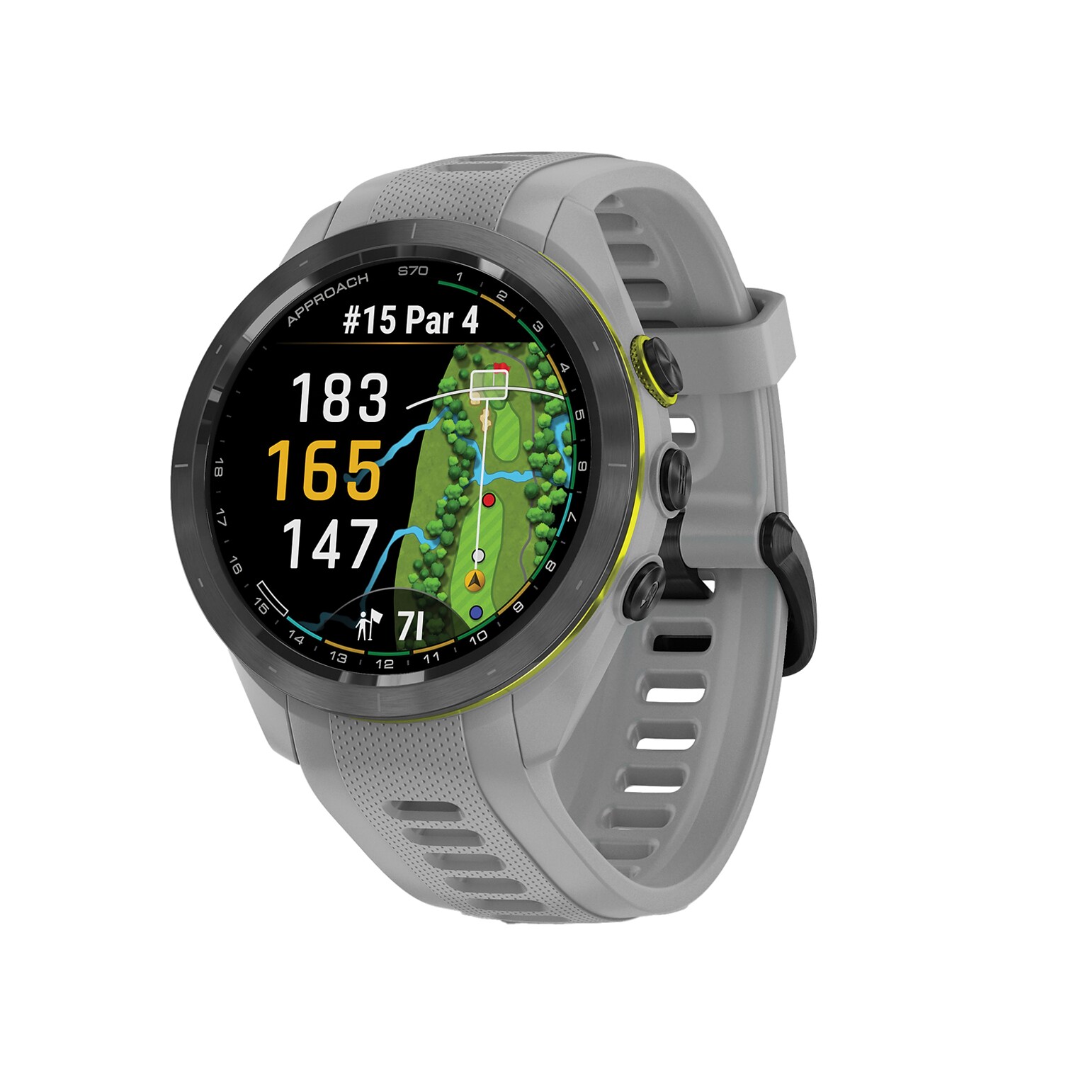 Garmin Approach S70 Golf Smartwatch, GPS, 42mm, Black Ceramic Bezel, Powder Gray Silicone Band (010-02746-01)