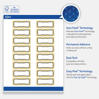 Avery Rectangle Laser/Inkjet Multipurpose Labels, 1" x 2-5/8", White, 160/Pack (19479370991)