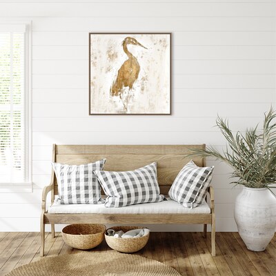 Amanti Art Gilded Heron I by Jennifer Goldberger Framed Canvas Wall Art Print, 30" x 30" (A42678302618)