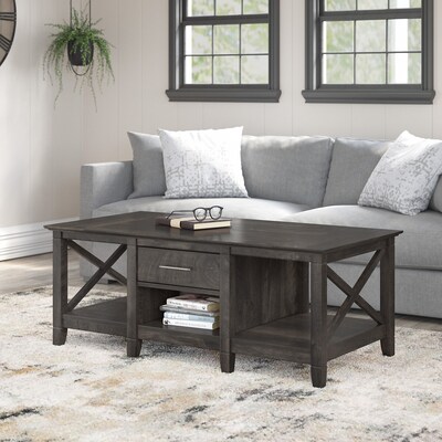 Bush Furniture Key West 47" x 24" Coffee Table, Dark Gray Hickory (KWT148GH-03)