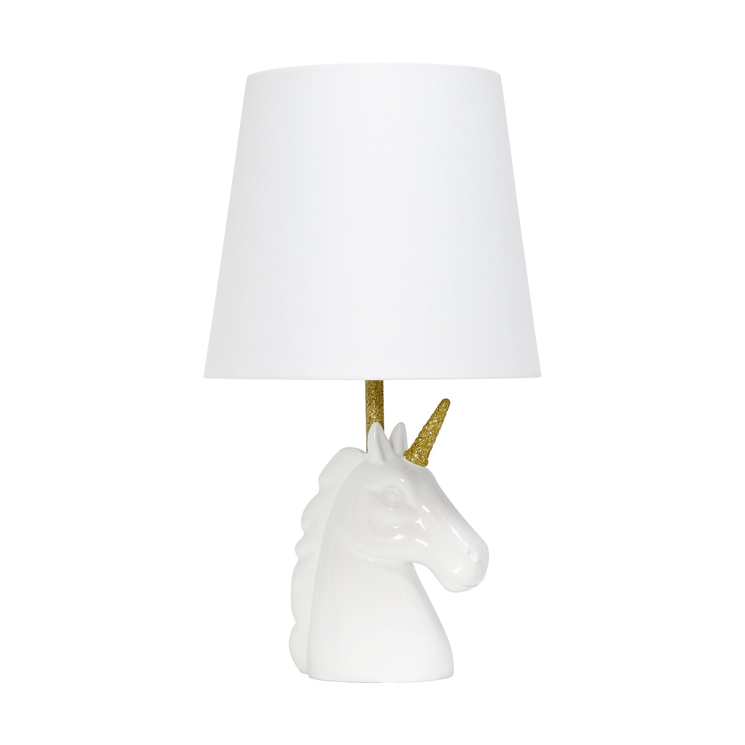 Creekwood Home Whimsilux 15.5 LED Table Lamp, White/Gold Glitter (CWT-2023-WH)