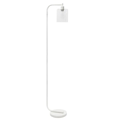 Simple Designs Antique Style Industrial Iron Lantern Floor Lamp with Glass Shade, White (LF1036-WHT)