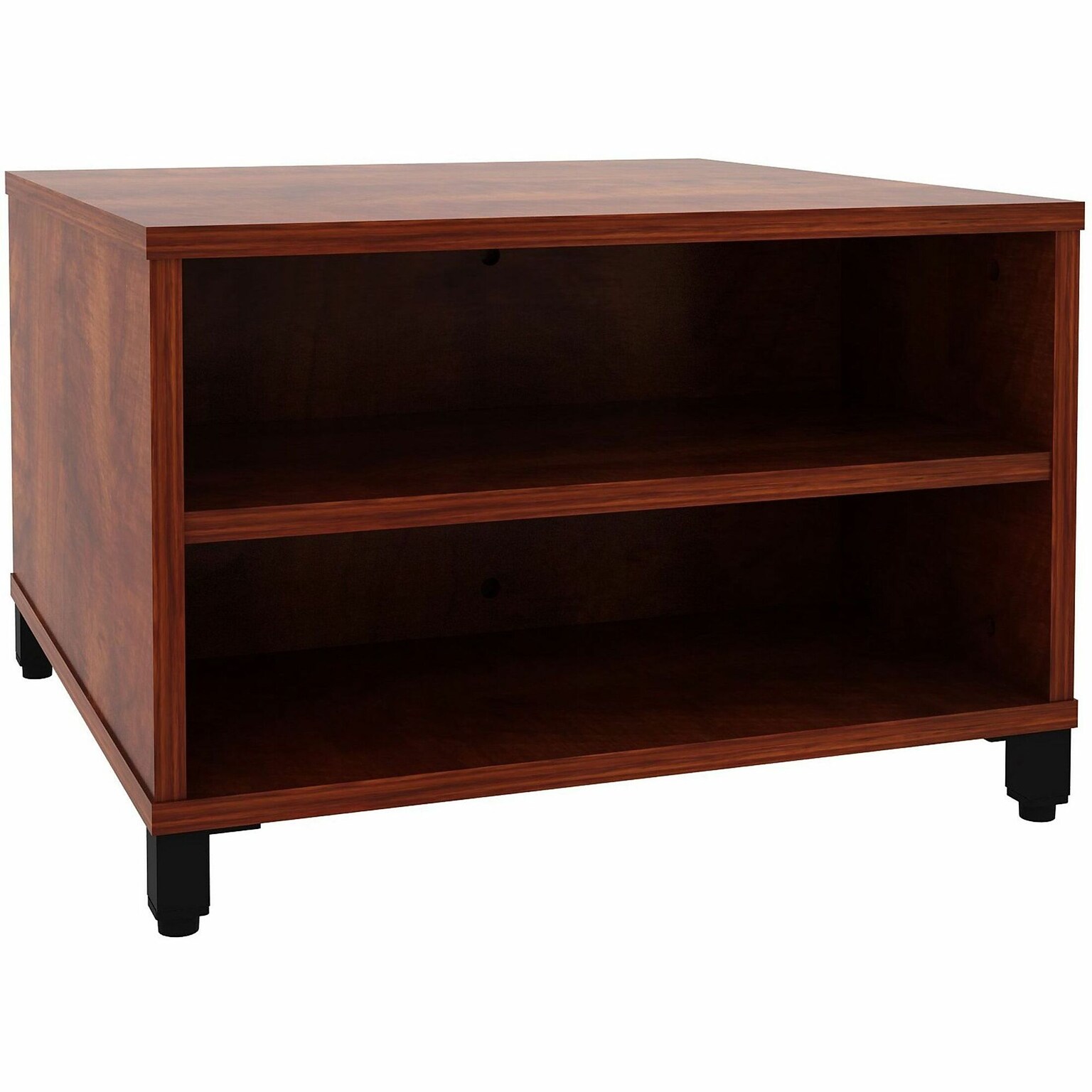 Lorell 24W x 24D Laminate Square Reception Table with Storage, Cherry (LLR69201)