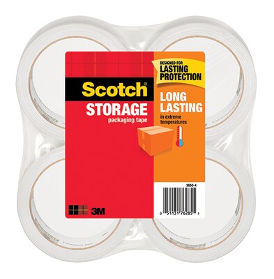 Scotch Long Lasting Storage Packing Tape, 1.88 x 54.6 yds., Clear, 4 Pack (3650-4)