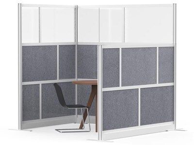 Luxor Modular Room Divider Add-On Wall, 70"H x 70"W, Gray/Frosted PET/Acrylic (MW-7070-XFCG)