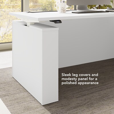 Bush Business Furniture Stratus 72"W Electric L-Shaped Adjustable Standing Desk, White (SUT014WH)