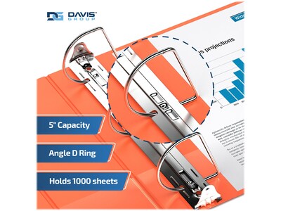 Davis Group Easyview Premium 5" 3-Ring View Binders, D-Ring, Orange, 4/Pack (8407-19-04)