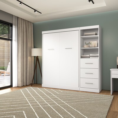 Bestar Nebula Full Murphy Bed and Closet Organizer with Drawers (84W), White (25992-000017)