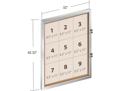 Azar Cork Enclosed Bulletin Board, Aluminum Frame, 42.32 x 32.09 (300231)