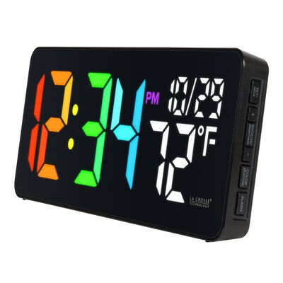 La Crosse Technology Color-Changing Digital LED Wall Clock with Indoor Temperature (513-1411)