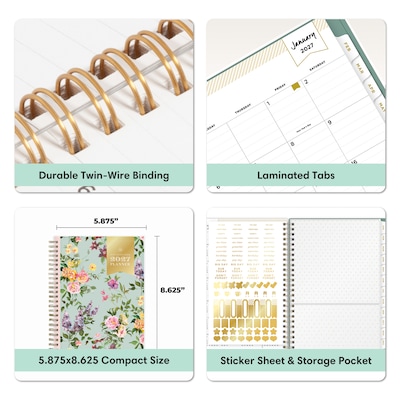 2027 Blue Sky Day Designer 5.875" x 8.625" Weekly & Monthly Planner, Graceful Green (161651)