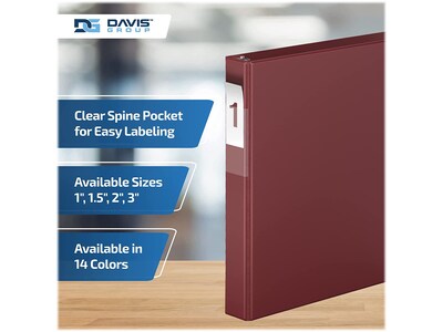 Davis Group Premium Economy 1" 3-Ring Non-View Binders, D-Ring, Burgundy, 6/Pack (2301-08-06)