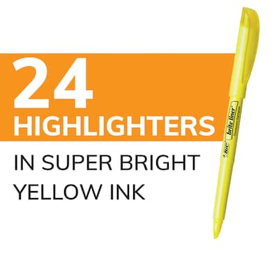 BIC Brite Liner Stick Highlighter, Chisel Tip, Yellow, 24/Pack (BL241YEL)
