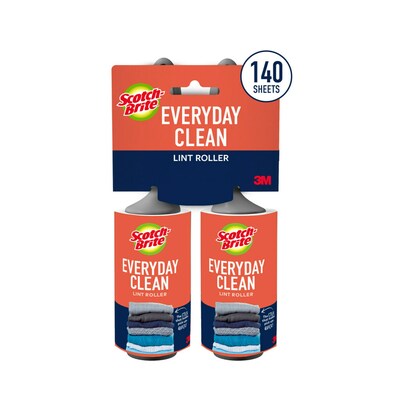 Scotch-Brite Everyday Clean Lint Remover, White, 70 Sheets/Roll, 2 Rolls/Pack (836RS-70TP/60TP)