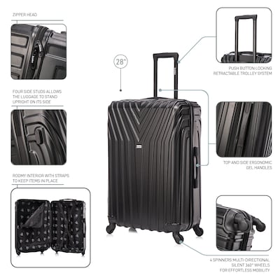 InUSA Vasty 30.31" Hardside Suitcase, 4-Wheeled Spinner, TSA Checkpoint Friendly, Black (IUVAS00L-BLK)