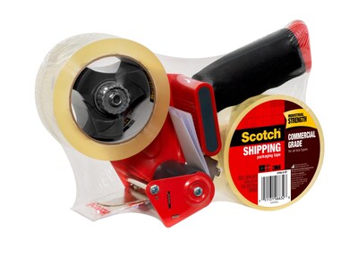 Scotch Commercial Grade Packaging Tape with Dispenser, 1.88" x 54.6 yds., Clear, 2 Rolls/Pack (3750-2-ST)