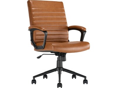Click365 Transform 3.0 Ergonomic Bonded Leather Swivel Desk Chair, Cognac (CCHR10008A)